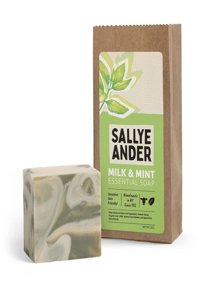 SALLYEANDER Milk & Mint Swirl Soap - 5oz Bar - Naturally Antibacterial - 100% Handmade Hypoallergenic Skincare - Image 1